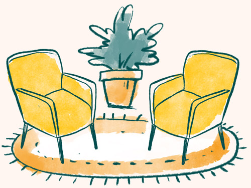 Illustration zeigt zwei leere Sessel