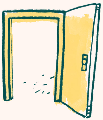 Illustration zeigt eine geöffnete Tür